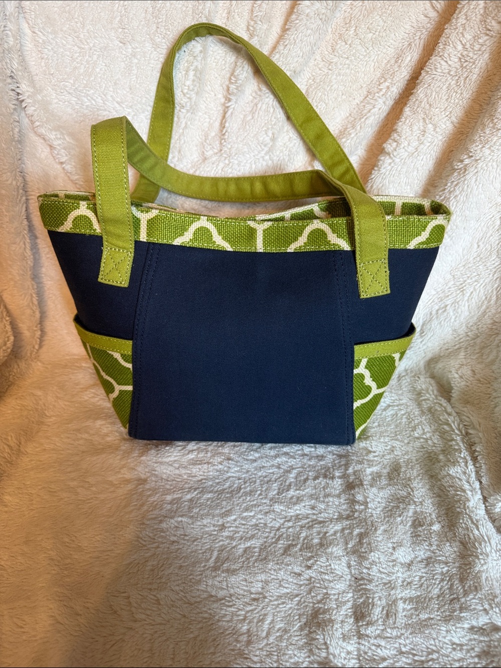 Spartina 449 Navy and Lime Green Canvas Tote